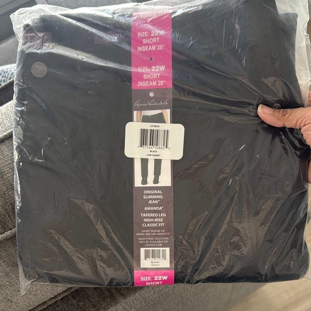 Gloria Vanderbilt Black Amanda Jeans Size 22W Short